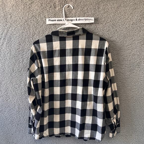 Talbots plus Button up Shirt 1X Women's Top Black Plaid Long Slv Casual Career - Picture 2 of 9